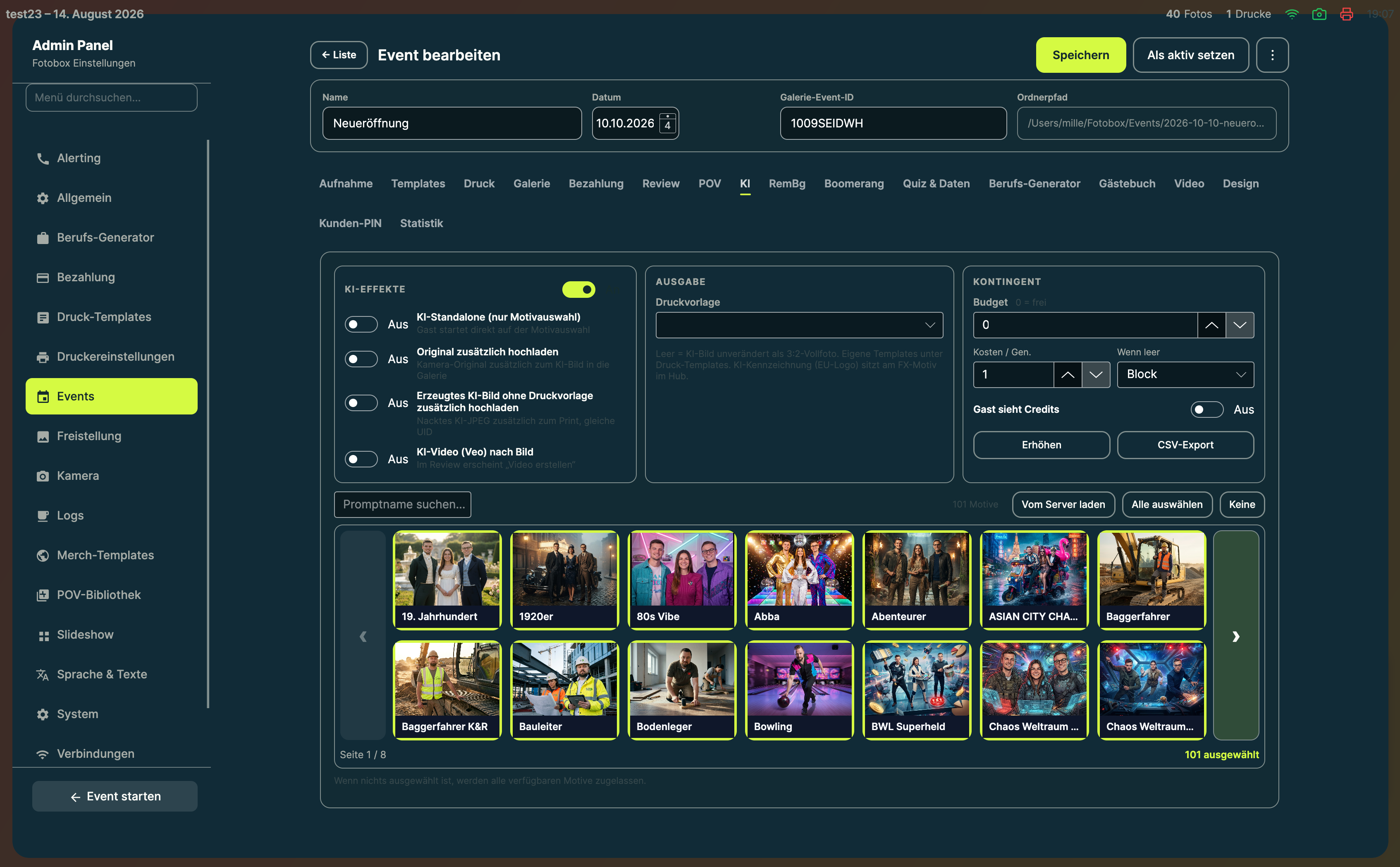 Echte SMILE.ONX BOOTH Software mit Event- und KI-Konfiguration